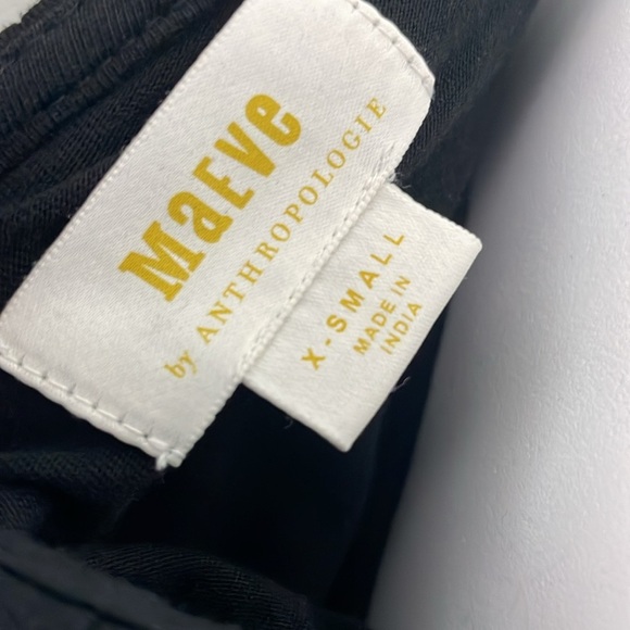 ANTHROPOLOGIE Maeve Black Ruffled Swing Blouse Short Sleeve Caplet XS - Picture 7 of 8